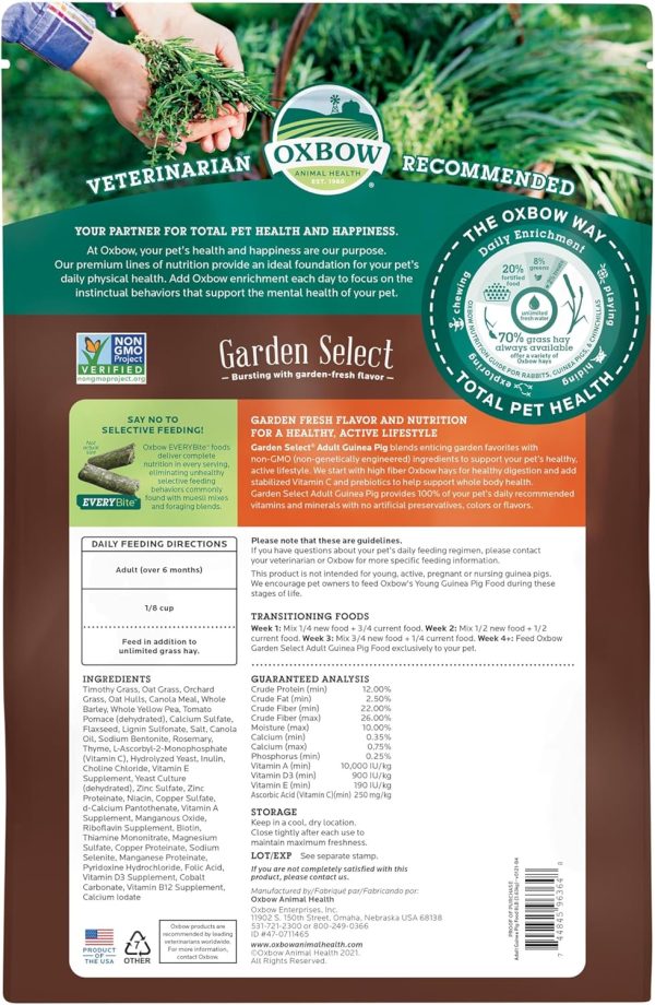 Oxbow Garden Select Adult Guinea Pig Food Non-GMO Pellets-2